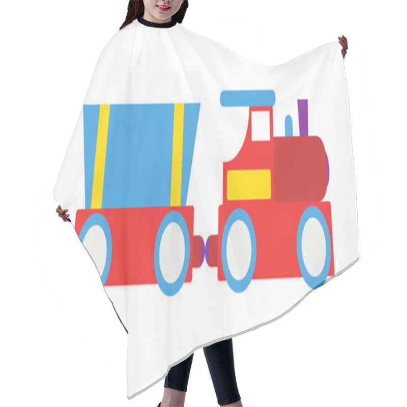 Personality  Toy Train Vector Illustration. Hair Cutting Cape