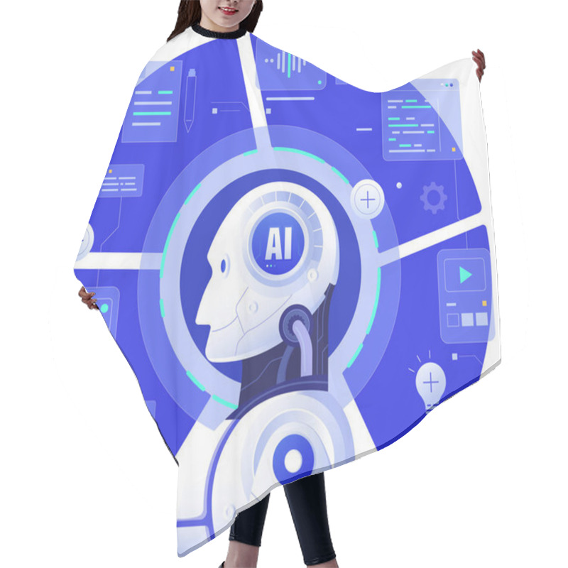 Personality  Generative AI And Tool Concept Illustration Hair Cutting Cape