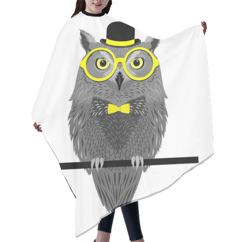 Personality  Owl Sitting On Walking Stick Hair Cutting Cape