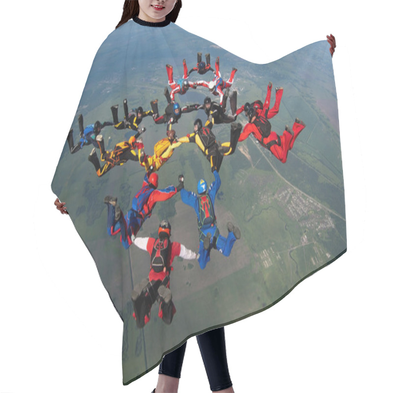 Personality  Group Of Skydivers Flying In Formation Hair Cutting Cape