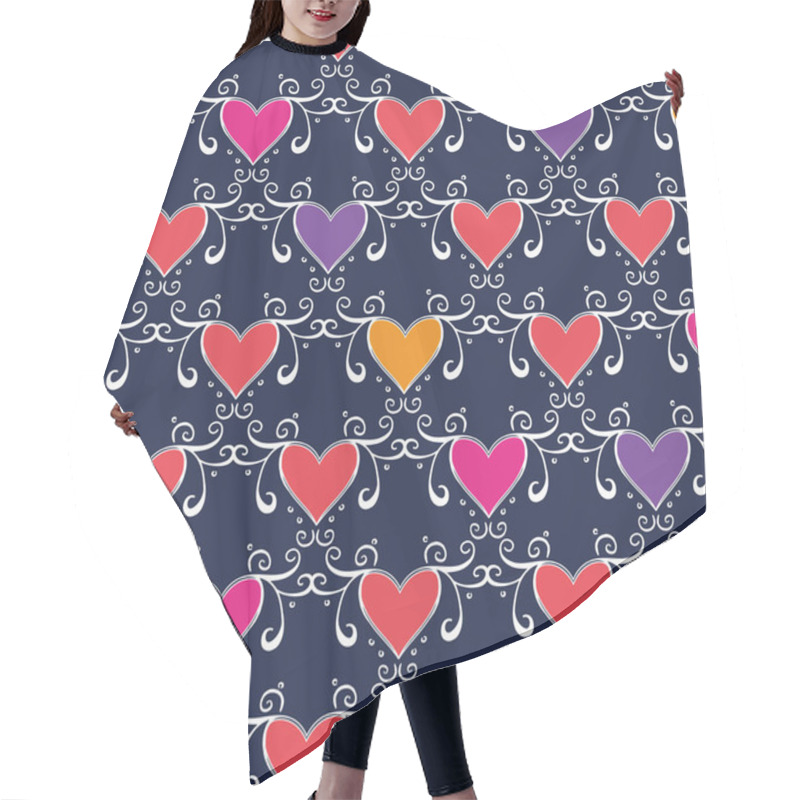 Personality  Blue Vector Wonderland Lovely Hearts Seamless Pattern Background Hair Cutting Cape