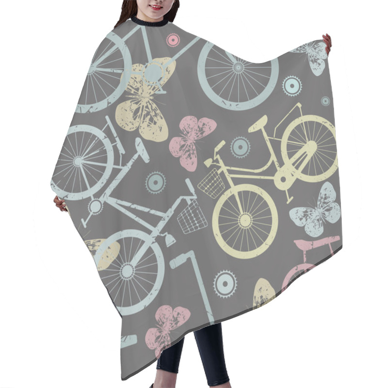 Personality  Pattern With Retro Bicycles And Cute Butterfly Hair Cutting Cape