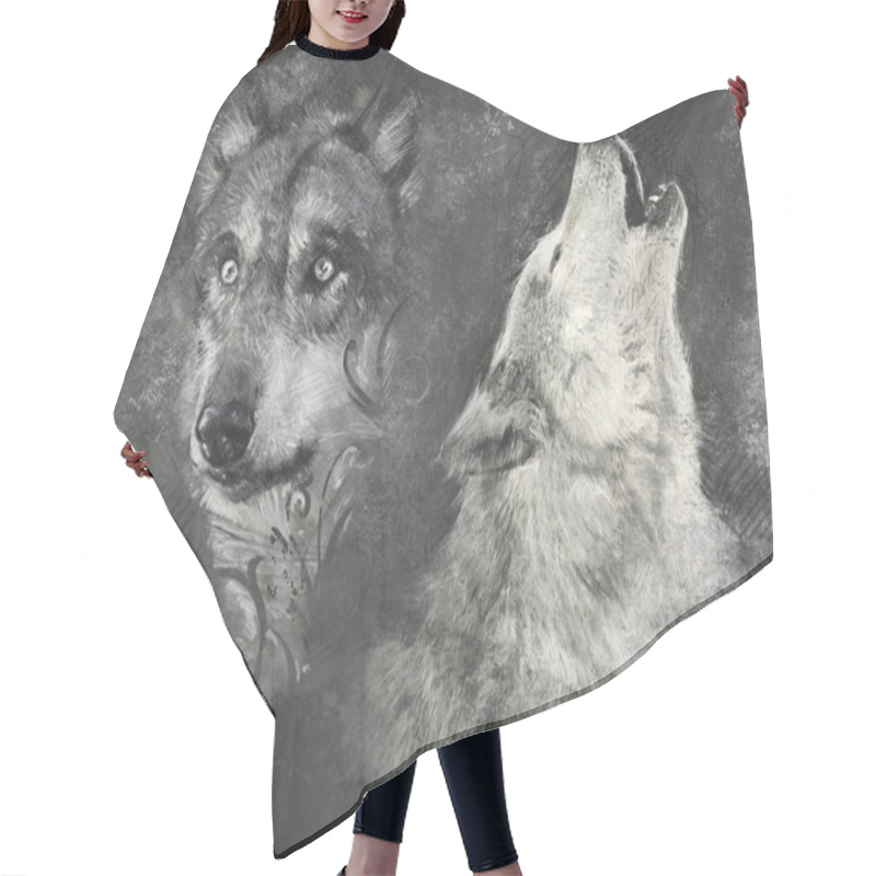 Personality  Wolfs, Handmade Illustration Hair Cutting Cape