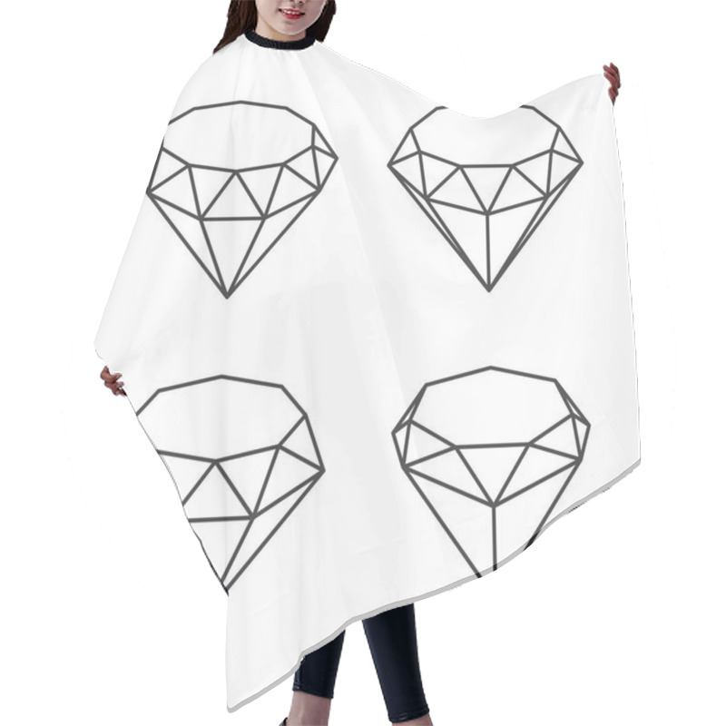 Personality  Line Style Diamond Crystal Set On White Background. Vector Hair Cutting Cape