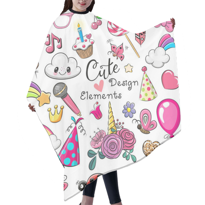 Personality  Set Of Cute Design Elements Hair Cutting Cape