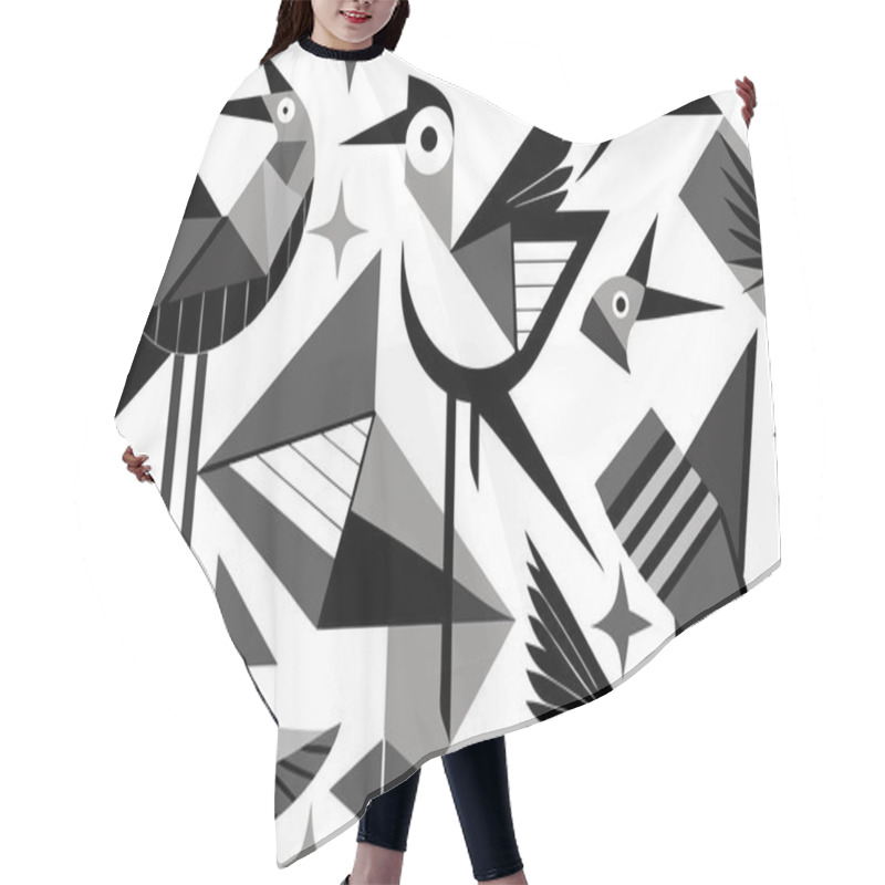 Personality  Minimalist Group Of Birds Illustration With Unique Geometric Designs Hair Cutting Cape