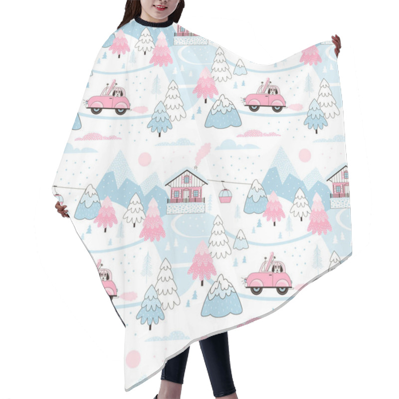 Personality  Vector Illustration Of Winter Vacation Trip Pattern Hair Cutting Cape