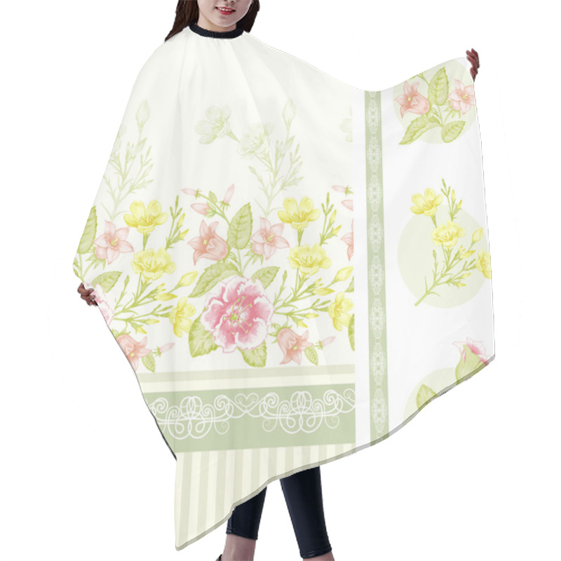 Personality  Flower Seamless Pattern With Garden Flowers. Hair Cutting Cape