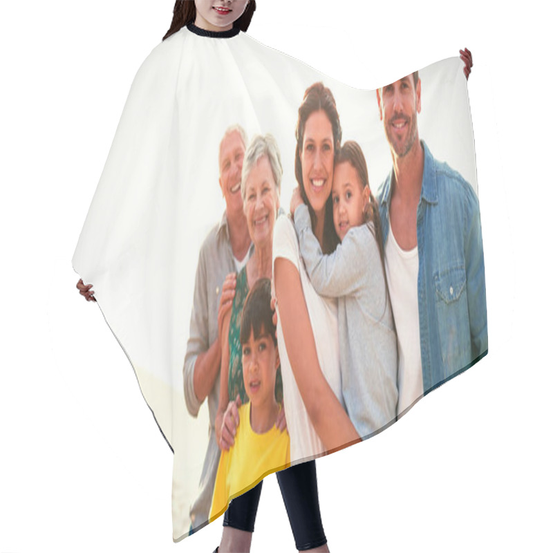 Personality  Portrait Of Family At Beach Hair Cutting Cape