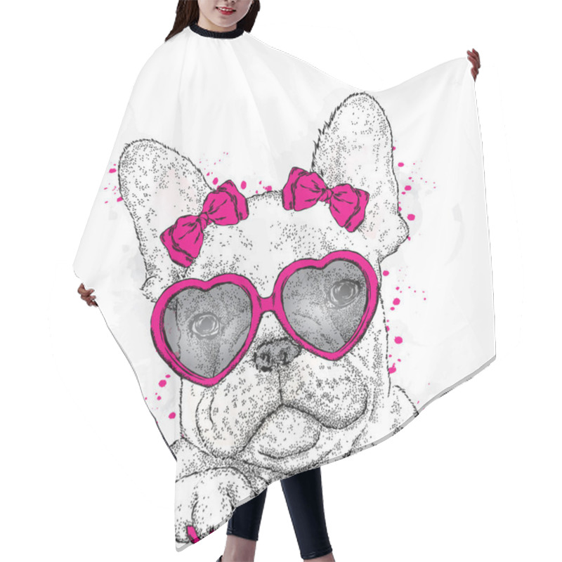 Personality  Cute Puppy With Glasses Heart. Vector Illustration For A Card Or Poster. Valentine's Day. Hair Cutting Cape