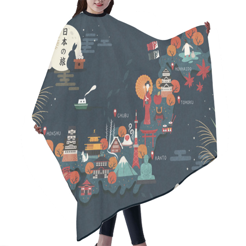 Personality  Japan Travel Map Hair Cutting Cape