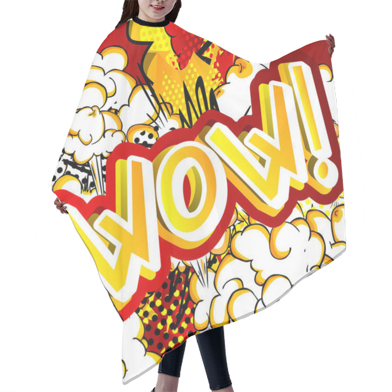 Personality  Wow! - Vector Illustrated Comic Book Style Expression. Hair Cutting Cape