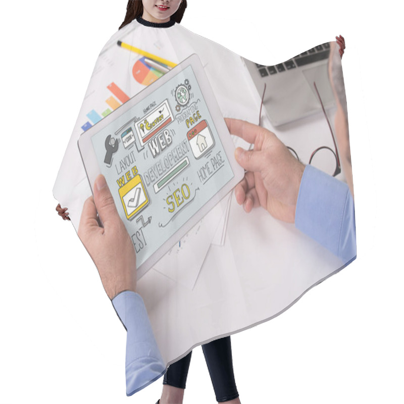 Personality  Web Development Concept On Tablet PC Screen Hair Cutting Cape