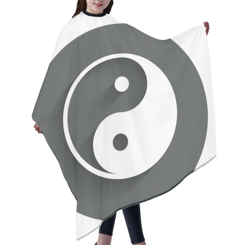 Personality  Ying Yang Sign Icon. Harmony And Balance Symbol. Hair Cutting Cape