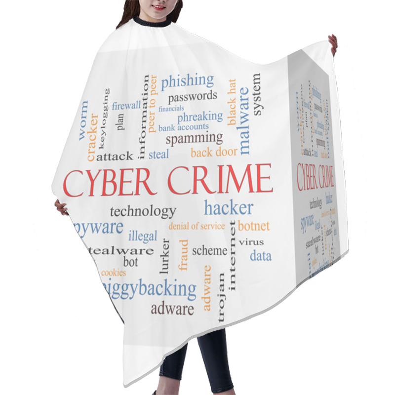 Personality  Cyber Crime 3D Cube Word Cloud Concept Hair Cutting Cape