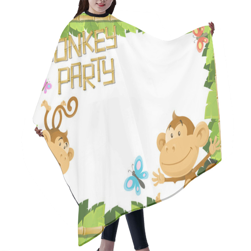 Personality  Fun Monkey Party Jungle Border. Hair Cutting Cape