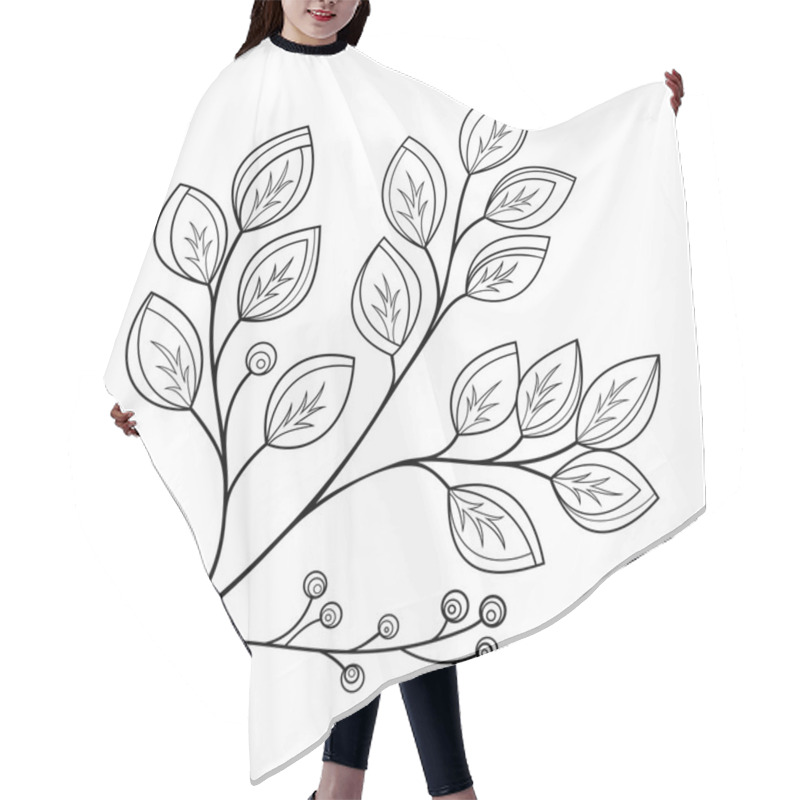 Personality  Decorative Contour Branch With Leaves Hair Cutting Cape