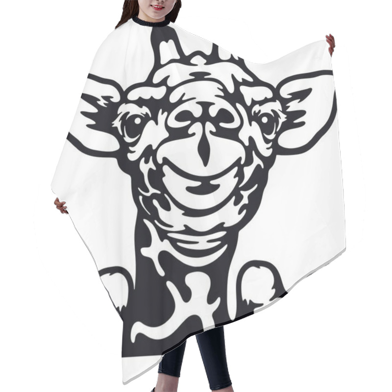 Personality  Peeking Giraffe - Funny Wild Animal Peeking Out - Face Head Isolated On White Hair Cutting Cape