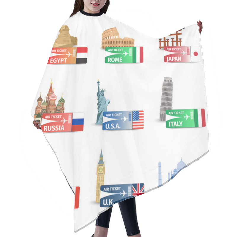 Personality  World Landmarks Ticket Set Hair Cutting Cape