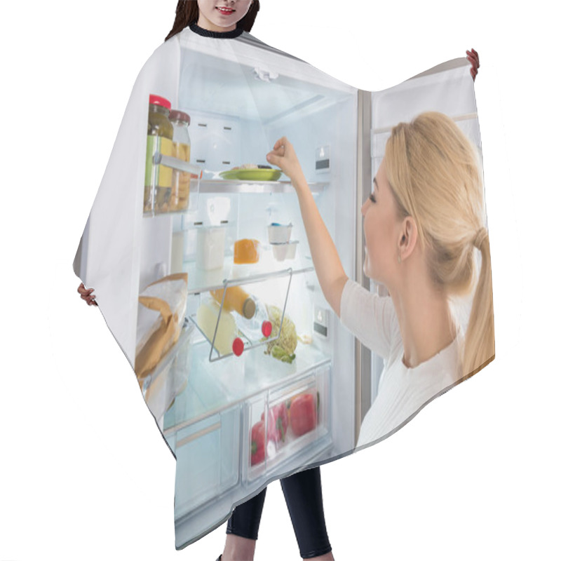 Personality  Woman Taking Food From Refrigerator Hair Cutting Cape