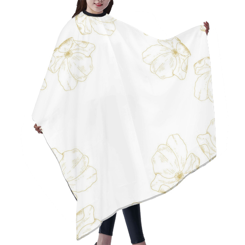 Personality  Golden Sketch Briar Decor Seamless Pattern Hair Cutting Cape