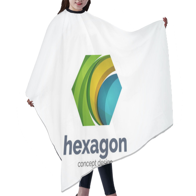 Personality  Hexagon Logo Template, Cell Concept Hair Cutting Cape