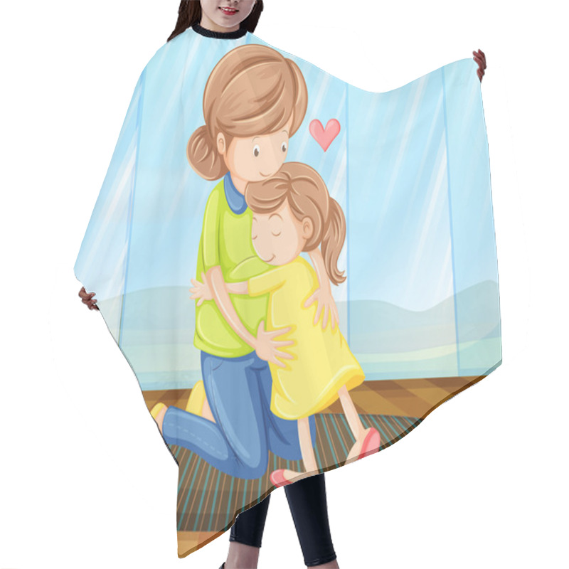 Personality  A Child Hugging Her Mother Hair Cutting Cape