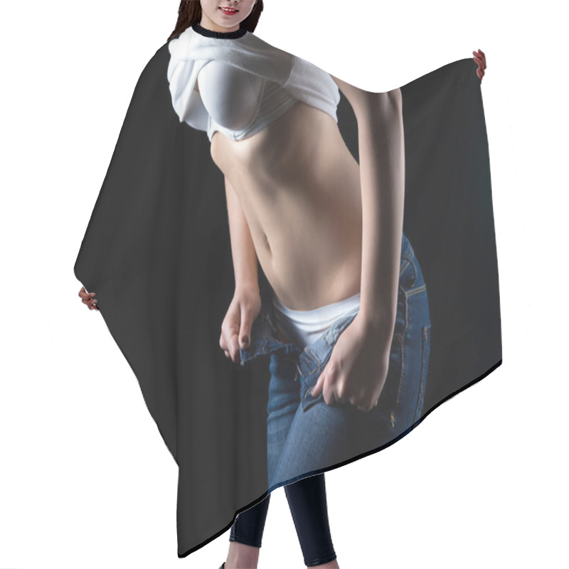 Personality  Girl In White Lingerie, No Face Hair Cutting Cape