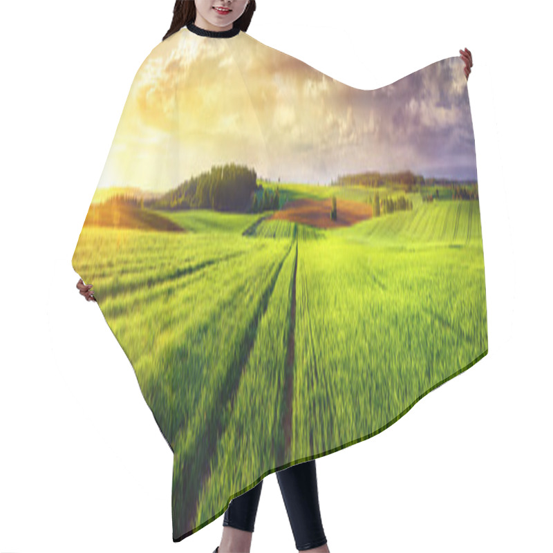 Personality  Rural Landscape Sunset Panorama Hair Cutting Cape