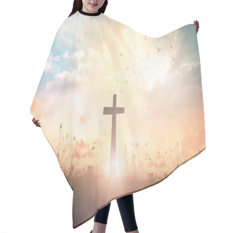 Personality  Good Friday Concept: The Cross On Meadow Autumn Sunrise Background Hair Cutting Cape