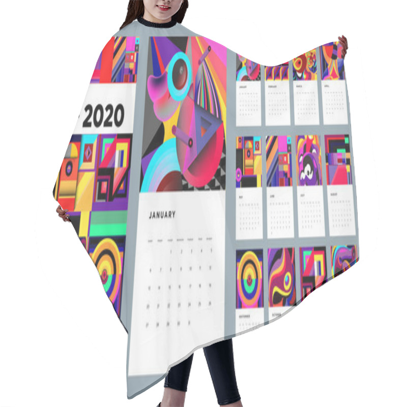 Personality  New Year Calendar With Abstract Motif, Simply Vector Illustration Hair Cutting Cape