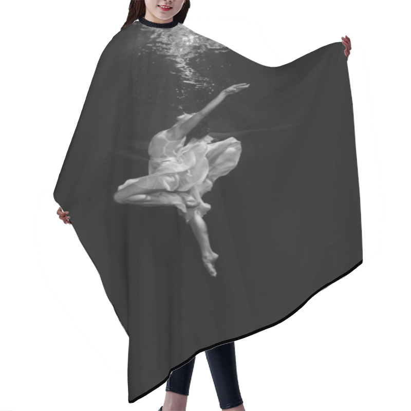 Personality  A Young Ballerina Is Dancing Underwater Hair Cutting Cape