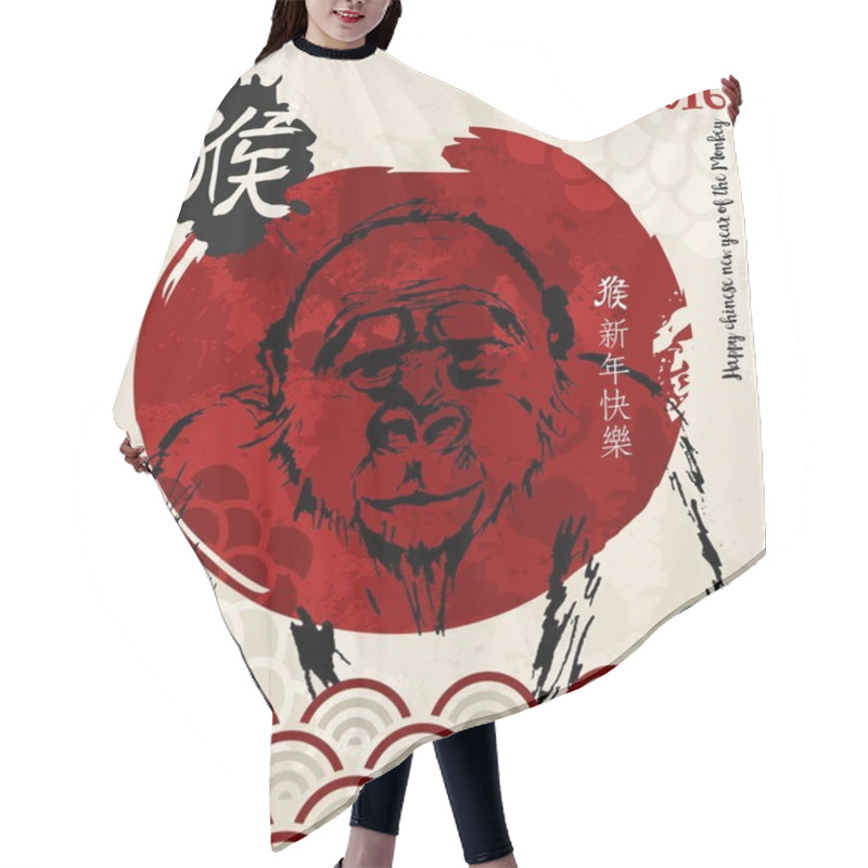 Personality  2016 Happy Chinese New Year Monkey Gorilla Red Hair Cutting Cape