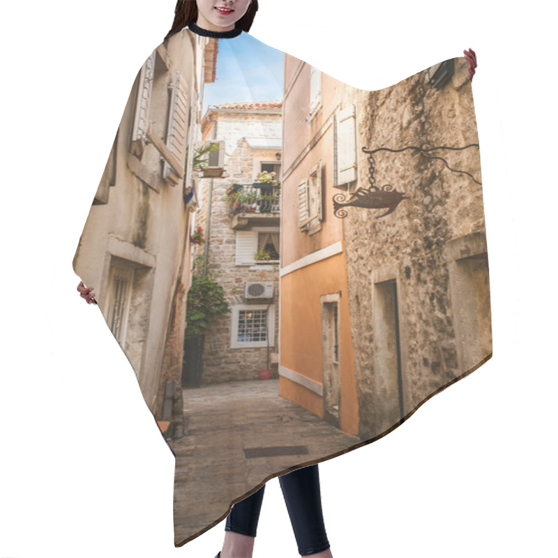 Personality  View Of Old Narrow Street At Sunny Day Hair Cutting Cape