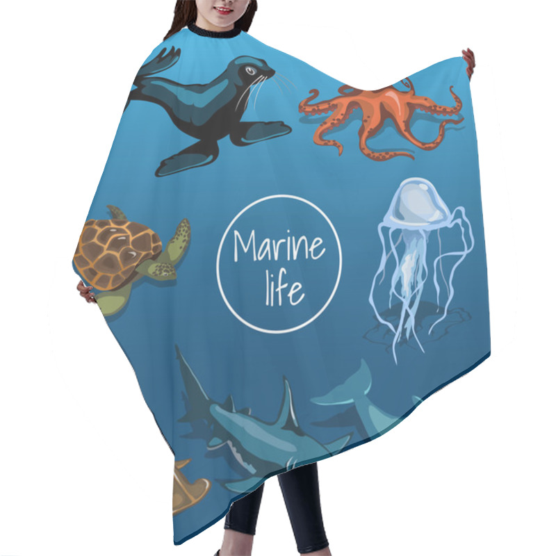 Personality  Collection Of Marine Animals Hair Cutting Cape