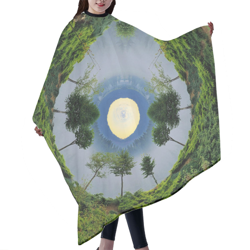 Personality  360 Degree View Of Misty Tree On The Mountain Slope Hair Cutting Cape