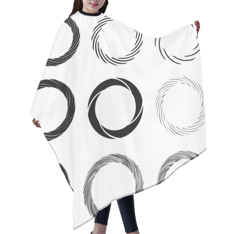 Personality  Circular Spiral, Swirl, Twirl Design Element. Concentric, Radial And Radiating Burst Of Lines With Rotation, Gyre And Curved Distortion Hair Cutting Cape