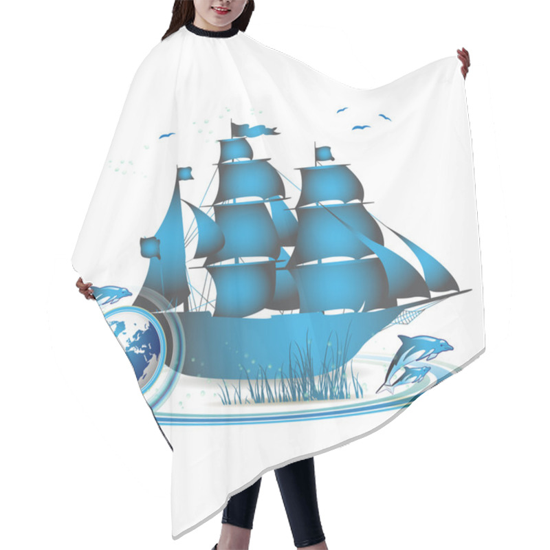 Personality  Blue Earth With Ship Hair Cutting Cape