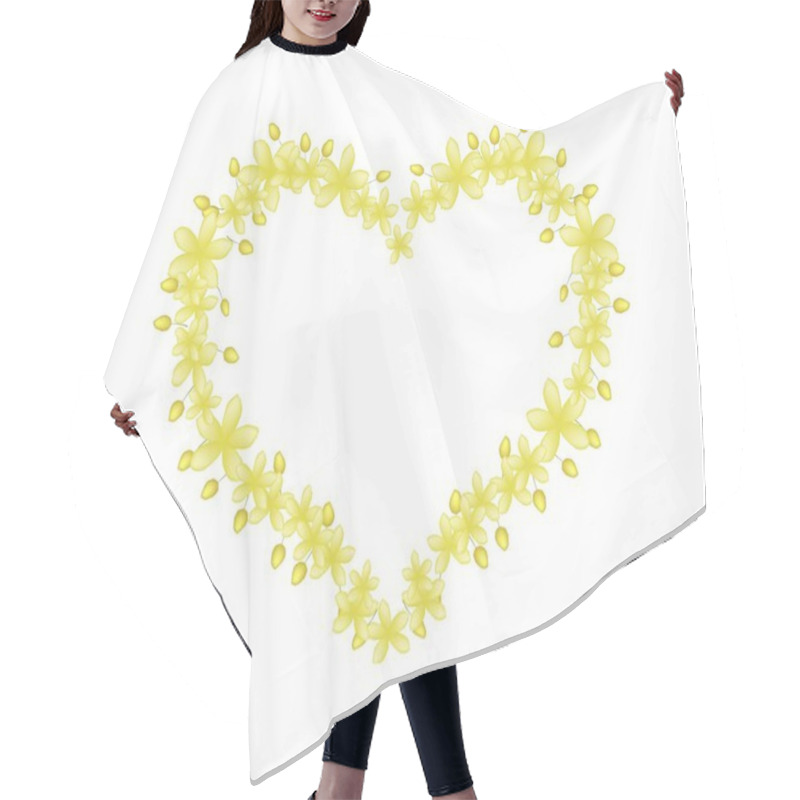 Personality  Beautiful Cassia Fistula Flowers In Heart Shape Hair Cutting Cape