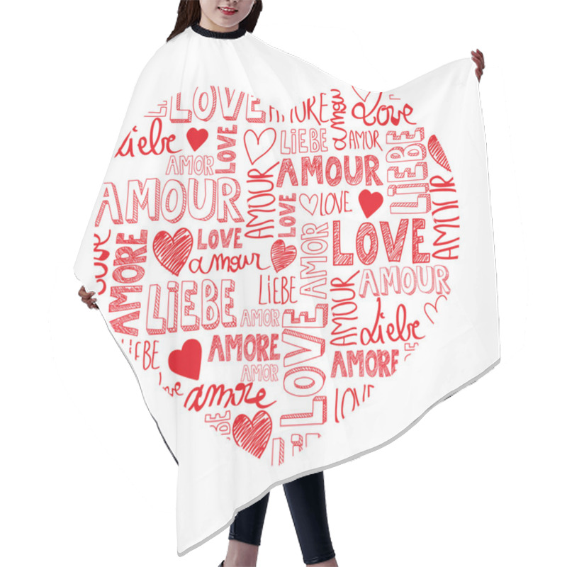 Personality  Red Love Heart Hair Cutting Cape