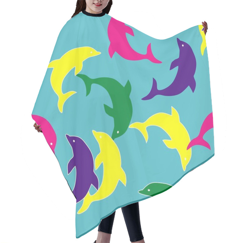 Personality  Seamless Dolphin Pattern Hair Cutting Cape