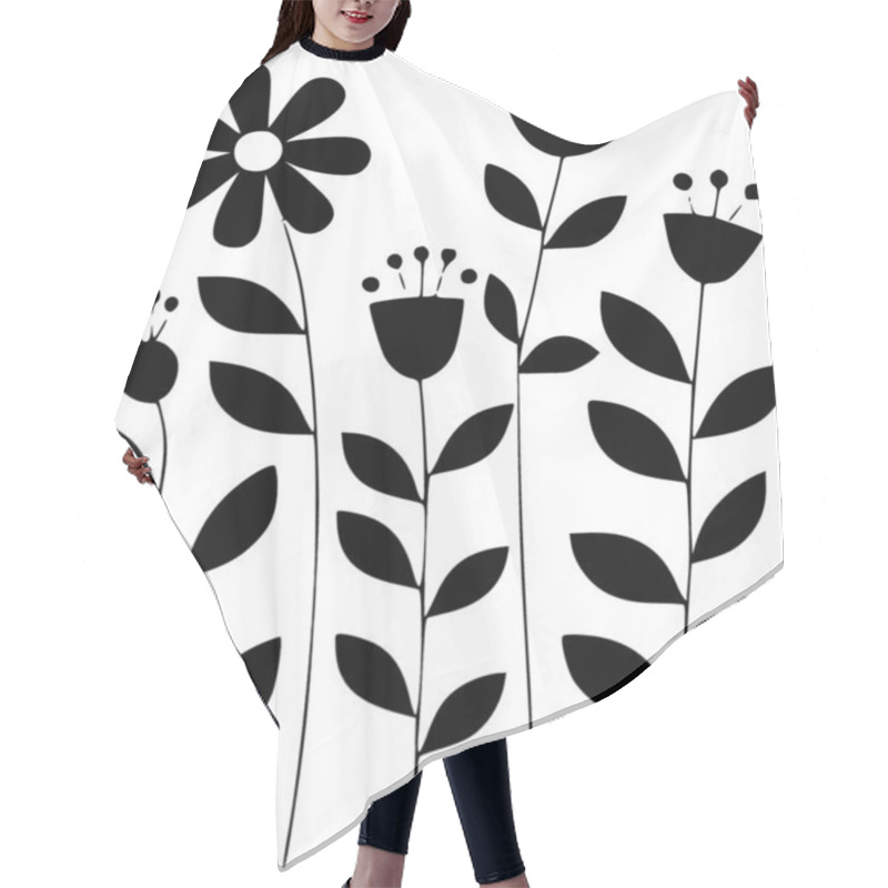 Personality  Flower Pattern - Black And White Vector Illustration Hair Cutting Cape