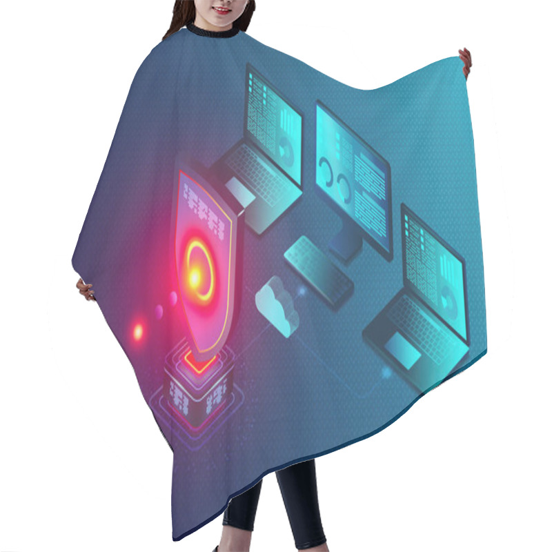 Personality  Endpoint Security Platform - Cloud-based Endpoint Protection Concept - Innovative Cybersecurity Solutions - 3D Illustration Hair Cutting Cape