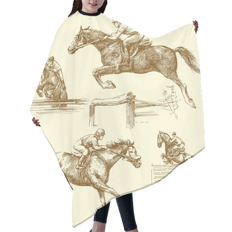 Personality  Race Horse Hair Cutting Cape