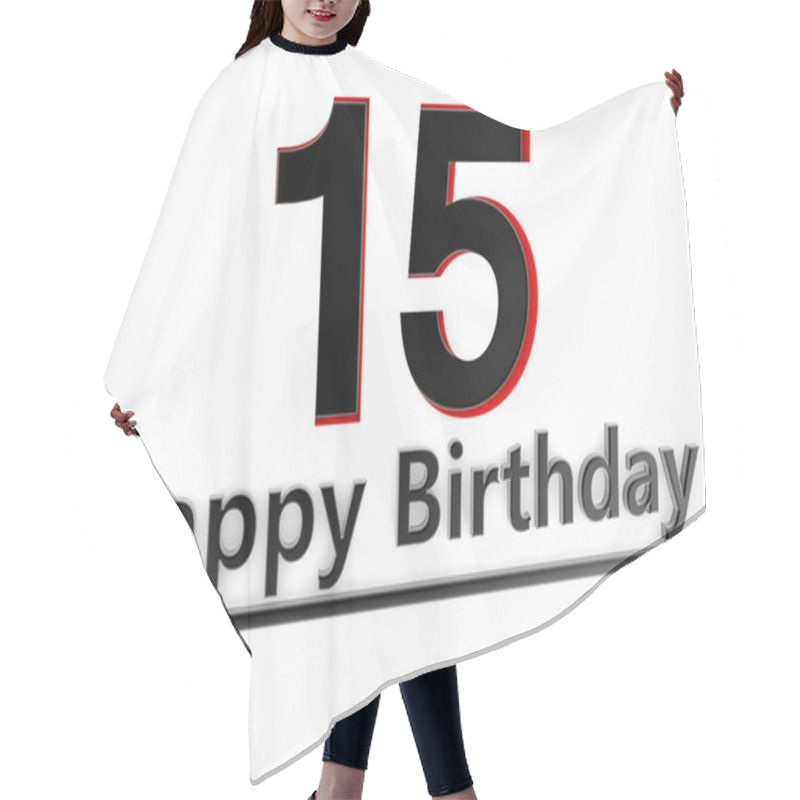 Personality  A Black Lettering Happy Birthday With Shadows Und A Big Number As Relief With Red Edges Hair Cutting Cape