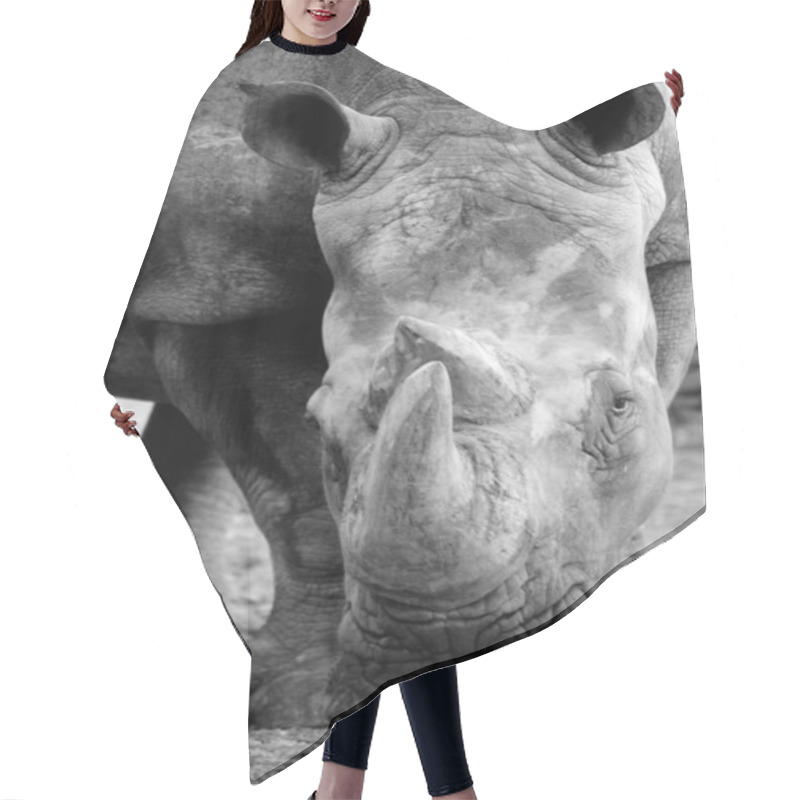 Personality  Rhino In Black And White Hair Cutting Cape