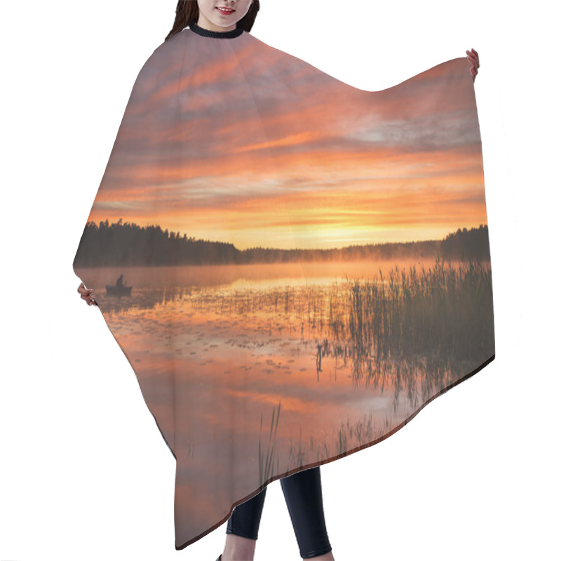 Personality  Summer Sunrise Over Lake In Poland Hair Cutting Cape