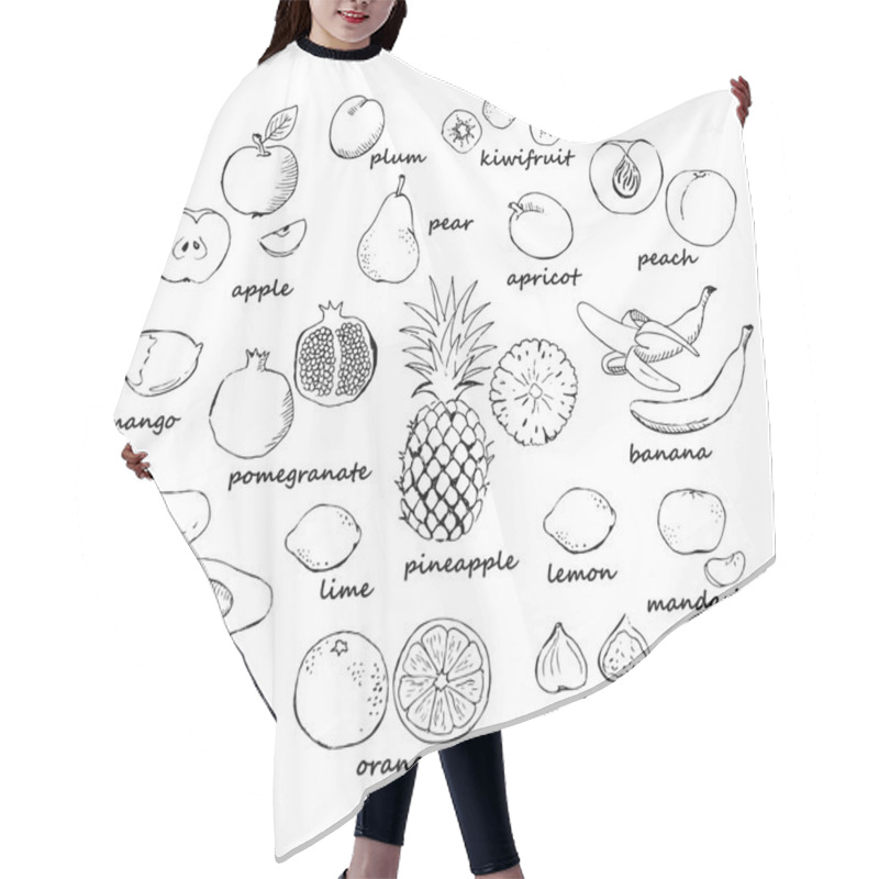 Personality  Set Of Fruit Doodles Hair Cutting Cape