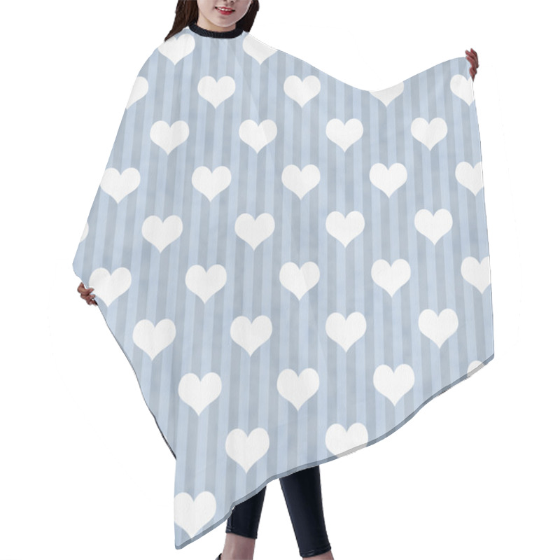 Personality  Blue And White Hearts And Stripes Fabric Background Hair Cutting Cape