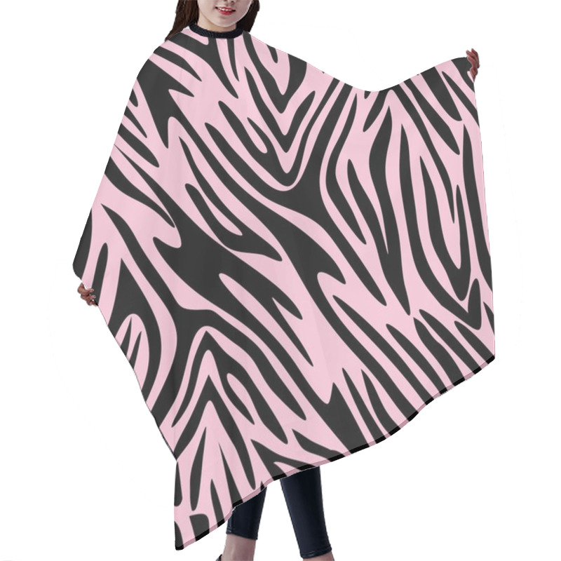 Personality  Pink Zebra Stripes Illustration Isolated On Background Hair Cutting Cape